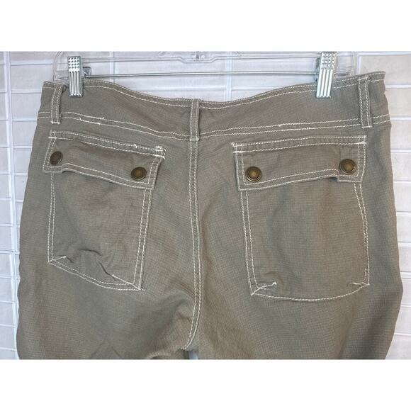 TwoTwentyTwo Capri Pants Size 28 Linen Cotton Blend Adjustable Hem Casual Khaki - Picture 8 of 8